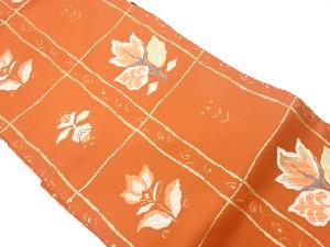 リサイクル　縞に唐草・格子模様織出し名古屋帯